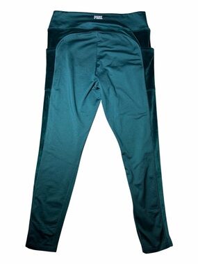 PINK Victoria's Secret Emerald Green Athletic Leggings with Velvet Side Panels
